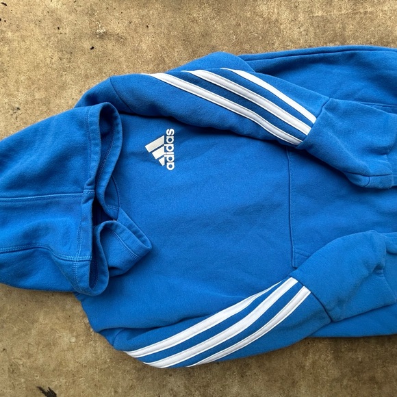 Adidas Kids Blue Hoodie - Picture 1 of 7